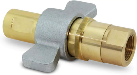 1 Inch NPT Wet Line Wing Nut Heavy Duty Hydraulic Quick Disconnect Coupler Set For Live Bed Dump Trailer Systems With Brass Body Corrosion Resistant Nipple Steel Sleeve 3000 PSI Working Pressure