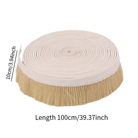 Clean Sweep Cnc Vacuum Brush 100Mm By 1M Length For Milling And Engraving Gear showing 100cm long brush with beige bristles.