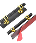 Two Pack Self Adhesive Door Pull Handles Black For Cabinets 127mm Long Easy Peel And Stick Mount No Screw Adhesive Cabinet Pulls on backing