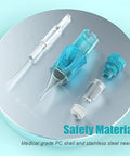 Tattoo Cartridge Needles 0603RLL For Precision Lining And Shading Medical Grade PC Shell With Japanese Stainless Steel Needles Soft On Skin Durable Safe And Consistent Sharpness For Pro Tattoo Artists, blue cartridge needle and cap set