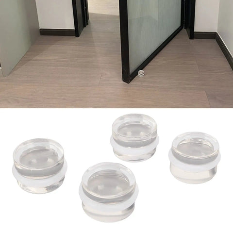 Clear Acrylic Door Stopper Set 4 Pieces, Round Self Adhesive Buffers, No Drill Install For Living Room And Bathroom, Scratch Proof Noiseless Floor Protection Keeps Floors Safe