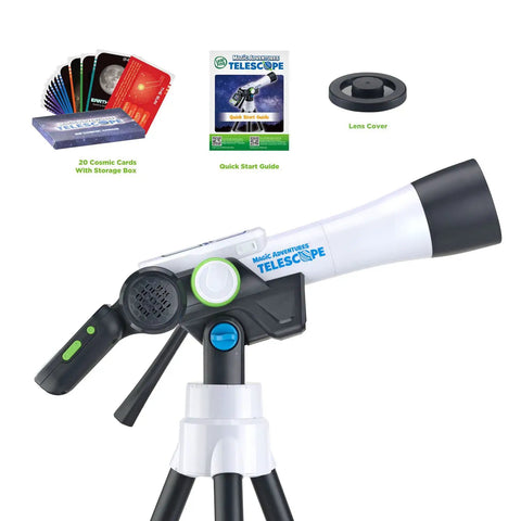 Totally Kid Friendly Space Explorer Telescope With Two Point Four Inch Video Screen And 110x Zoom Moon Viewing And Adventure Game Digital Telescope For Learning And Outdoor Stargazing with cards, guide, and lens cover