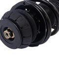 Front Steering And Suspension Kit With Two Front Inner And Outer Tie Rods Two Front Lower Control Arms With Ball Joints Strut And Spring Assemblies And Sway Bar Links For 2012 To 2019 Nissan Versa And 2014 To 2019 Versa Note black strut assembly close-up