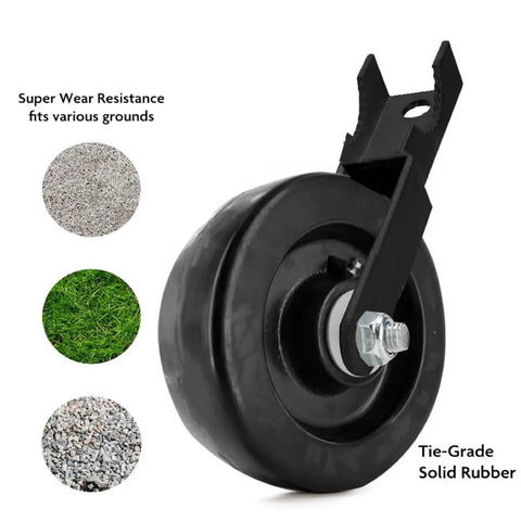 Beefed Up Heavy Duty Farm Gate Wheel 6 Inch By 2 Inch Rubber 1200 Lb Capacity Heat Resistant Multi Surface Plate Mount Gate Roller