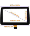 Front view of 7 Inch Touch Screen Digitizer Replacement for 2014 2015 2016 Mazda 3 2016 MX5 Miata CX3 with measurements