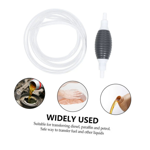 Manual Transfer Pump With Hose For Oil Water And Liquids High Suction Hand Siphon Pump For Gasoline And Liquid Transfer Ideal For Paraffin And Aquarium Water Changes clear hose and black hand bulb for fuel and water transfer