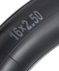 Close-up of Heavy Duty 16x2.50 Replacement Butyl Inner Tube For 16 Inch Wheels With Bent CR202 Valve showing size marking
