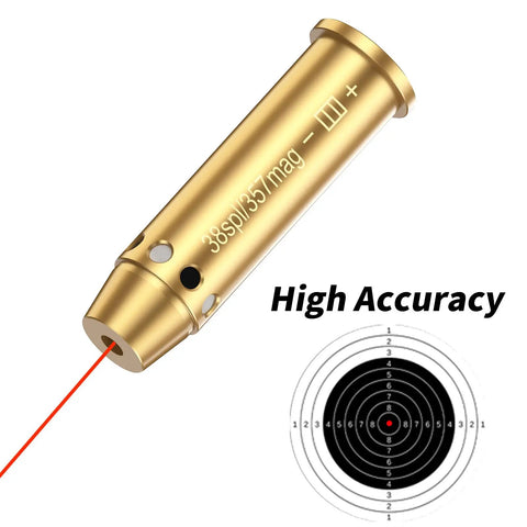 Red Laser Bore Sight For.357 Magnum And.38 Special with target, brass build, high accuracy