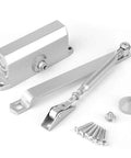 Beefed Up Heavy Duty Adjustable Fire Rated Door Closer For 25 To 35 Kg Doors 700 To 900 Millimeter Wide With 1 Hour Fire Test Silver Finish