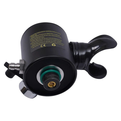 Compact Scuba Tank 3.0 Cu Ft 3000 PSI With 4500 PSI High Pressure Pump Dive Kit Portable Air System regulator detail view