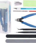 9 Piece Pro Grade Hobby Tools Craft Set For Model Building And Repair Includes Side Pliers Pen Knife And Blade File Polishing Cloth
