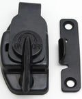 Bulletproof Four Piece Black Metal Table Locks Heavy Duty Desktop Securing Hardware Galvanized Steel Furniture Mounting Brackets With Screws Sturdy desk lock with on and off toggle switch.
