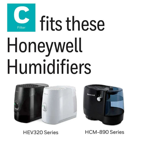 Humidifier Filter C Replacement Wick With Prefilter Layer For Evaporative Humidifiers, 1 Pack, White, No Fuss Easy Fit, Keeps Dust, Pet Dander And Minerals Low For Cleaner Air