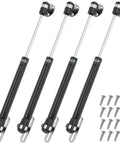 Set Of 4 Straight Up Heavy Duty Gas Struts With Smooth As Butter Operation 22.5 Pound Lift Force And 10 Inch Length Gas Springs in black with mounting hardware.