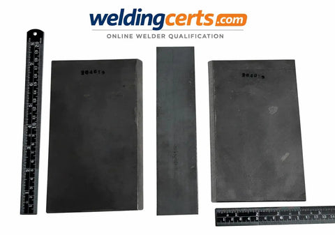 Welder Certification Test Plate For AWS D1.1 Limited Thickness Qualification With 0.25 Inch Root Gap, 2x8 inch backing strip