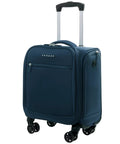 Underseat Carry On Luggage With Wheels Lightweight Softside Travel Bag 14.5 Inch Spinner Suitcase in Nautical Blue