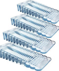 Four Pack Clear Rubber Door Stops Wedges For Floors And Patios Heavy Duty Anti Slip Door Stoppers Transparent And Stackable With Hollow Bottom