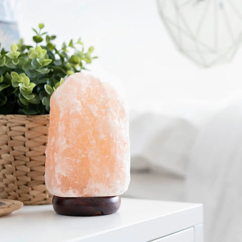 Seven Inch Himalayan Salt Lamp With Dimmer Cord Night Light Natural Crystal Rock With Wood Base Authentic From Pakistan