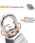 4 Pack M20 Single Pulley Snatch Block Stainless Steel 304 Lift Block With Swivel Hook showing 360 degree rotation feature