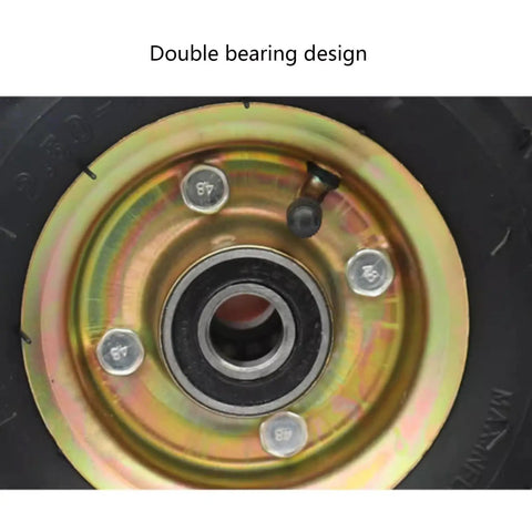 Close-up of double bearing design in Six Inch Pneumatic Rubber Caster Wheels Heavy Duty Silent Pump Cart Tires.