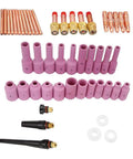 50 Pcs TIG Gas Lens Collet Body Kit For WP17 WP18 WP26 TIG Torch Welding Consumables Set including ceramic and metal parts.