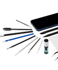 Phone Laptop Tablet All In One Cleaning Kit with spudgers, tweezers, DeoxIT D100L, brushes, and swabs for device maintenance