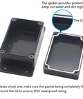 Junction Box ABS Plastic Weatherproof IP65 Project Enclosure with fixed ear, black, 3.94 x 2.68 x 1.97 inch, pack of 2, open view