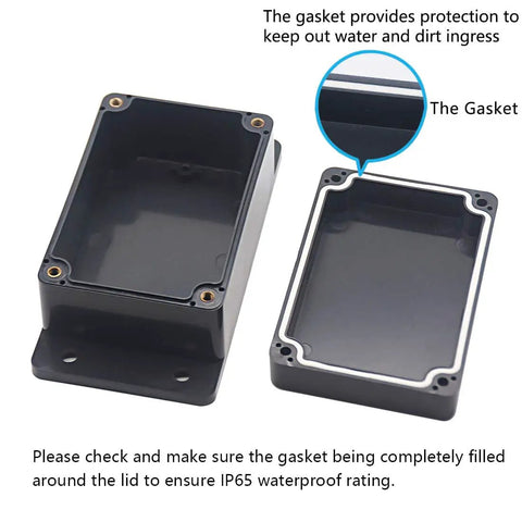 Junction Box ABS Plastic Weatherproof IP65 Project Enclosure with fixed ear, black, 3.94 x 2.68 x 1.97 inch, pack of 2, open view