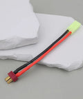 Four Pack Mini Tamiya To T Plug Adapter Cable 13cm 16AWG Silicone Wire for RC battery charging on white background