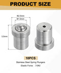 Heavy Duty 304 Stainless Steel Spring Plungers 10 Pack showing size dimensions for cabinet use and installation.
