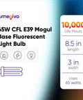 65W E39 Mogul Base CFL Bulb Daylight 6500K Quad Tube Beefy for Security Lighting Fixtures 300W Equivalent shown with specs