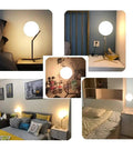 Globe Table Lamp With Glass Shade Mid Century Golden Desk Light in different room settings for cozy modern decor