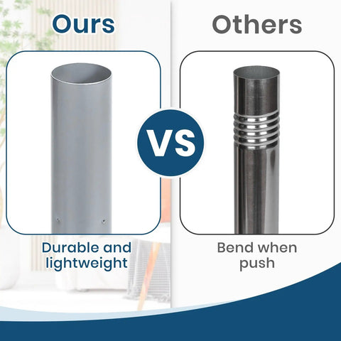 Comparison of durable lightweight mop handle vs bending mop handle, illustrating Six Pack Commercial Wet Mop Handles With Side Gate Quick Change Design Heavy Duty Industrial Mop Sticks 57 Inch Replacement Grippers For Janitorial Cleaning And Maintenance.