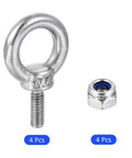 Heavy Duty M4 Eye Nut Ring Lifting Kit 4 Pack With Eye Bolts And Washers Stainless Steel 304 Built For Tough Loads Workhorse Rigging Gear For Lifting And Anchor Points Reliable, M4 eye bolt and locking nut