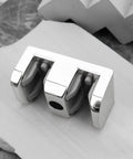4 Pieces 8mm Anti Collision Stopper Side Guide For Glass Sliding Doors In Shower Rooms Bathroom Silver Finish, top view.