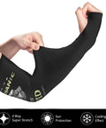 Vintage American Flag Cooling Arm Sleeves Featuring Bold Mechanic Designs Crafted From Breezy Ice Silk To Keep You Dang Cozy And Sun Safe While You Chill Out At The Grill Or Job Site, showing a hand stretching the sleeve.