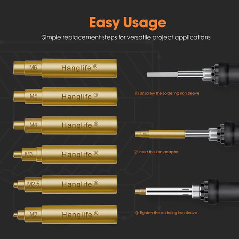 Heat-Set Insert Tips For Threaded Inserts M2 To M6 No-Fuss Soldering Iron Tips For 3D Printing assembly instructions
