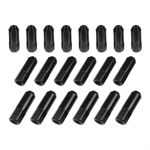 Heavy Duty 20 Pack Black Forged Aluminum Wheel Lug Nuts M12x1.5 Tuner Style Conical Seat 60 Degree Hub Screws Ultra Lightweight Upgrade, black aluminum lug nuts