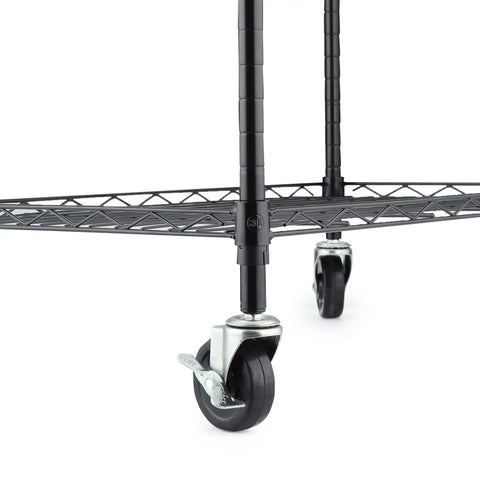 Heavy Duty Wire Shelving Caster Wheels 3 Inch Set Of 4 Black Industrial Roller Casters For Utility Racks Easy Setup Universal Adapters Smooth Roll No Sweat Quick Install