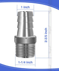 NPT 1 Inch Male Thread to 1 Inch OD Barb Stainless Steel Pipe Fitting with dimensions