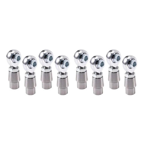 Pro Grade 5/8 Inch 18 Thread Heim Joint Rod End Kit Includes Eight Pieces, silver metal ball end assemblies for smooth linkage.