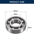 Open Type Deep Groove Ball Bearing 45 mm Inner Diameter 100 mm Outer Diameter 25 mm Thick Pre Lubricated Chrome Steel Z2
