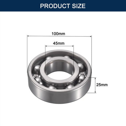 Open Type Deep Groove Ball Bearing 45 mm Inner Diameter 100 mm Outer Diameter 25 mm Thick Pre Lubricated Chrome Steel Z2