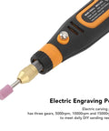 Slick Usb Rechargeable Electric Carving Pen Cordless Mini Rotary Tool Kit With Variable Speed showcasing grip handle and grinding tip.