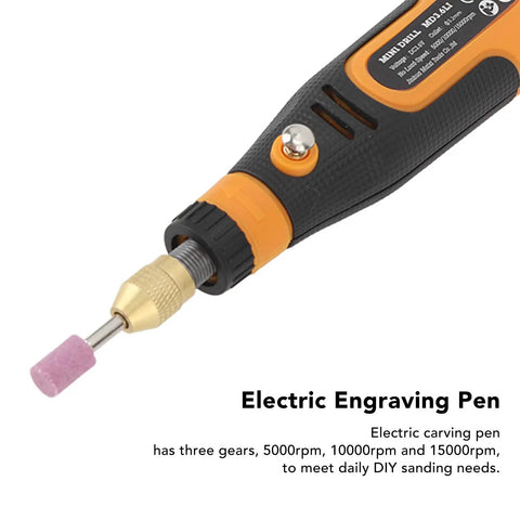 Slick Usb Rechargeable Electric Carving Pen Cordless Mini Rotary Tool Kit With Variable Speed showcasing grip handle and grinding tip.