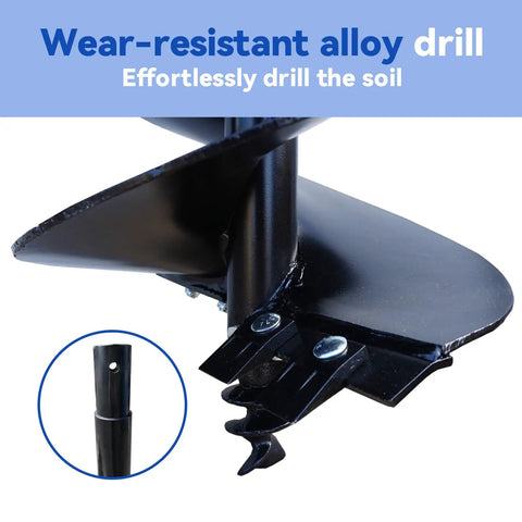 Beefy 18 Inch Earth Auger Drill Bit Set For Tractor Mounts, 2 Inch Round Drive, 4 Ft Long, Replaceable Edges Detail View