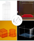 Real Deal 24 Piece Clear Acrylic Corner Bracket Kit Rock Solid Cone And L Shaped Connectors For No Fuss Diy Woodworking Plus Smooth Furniture Assembly Projects displayed with various clear acrylic shapes.
