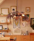 Vintage Adjustable Tropical Coconut Leaves Chandelier Rustic Tree Lamps For Living Room Dining Room Kitchen Bedroom Entryway Hallway Hanging Lighting Fixture in room