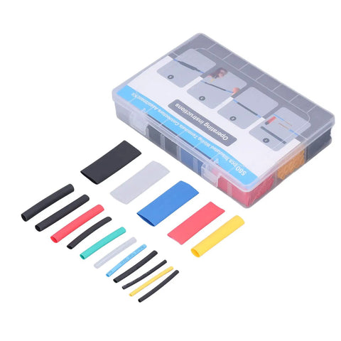 Get This Awesome Jeanoko Heat Shrink Tubing Kit With 580 Pieces In Assorted Sizes For Top Electrical Insulation And Wire Protection In Cool Colors Like Black Yellow Blue Red Green And Clear Perfect For Daily Maint, assorted heat shrink tubes in storage box