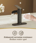 Oil Rubbed Bronze Waterfall Bathroom Sink Faucet With Single Handle 6 Inch Deck Plate Metal Pop Up Drain Assembly CUPC Water Supply Lines